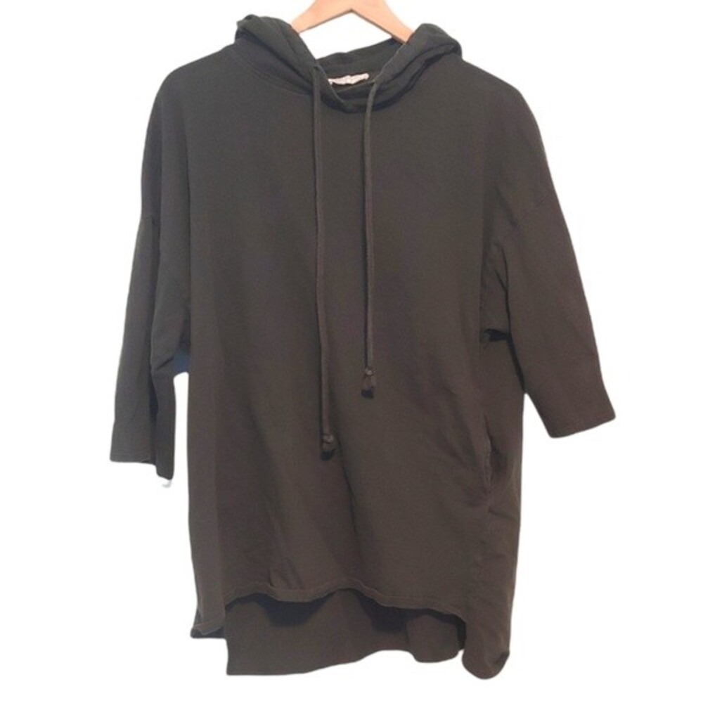 Zara Trafuluc Green Short Sleeve Hooded Sweatshirt Hoodie Size Medium